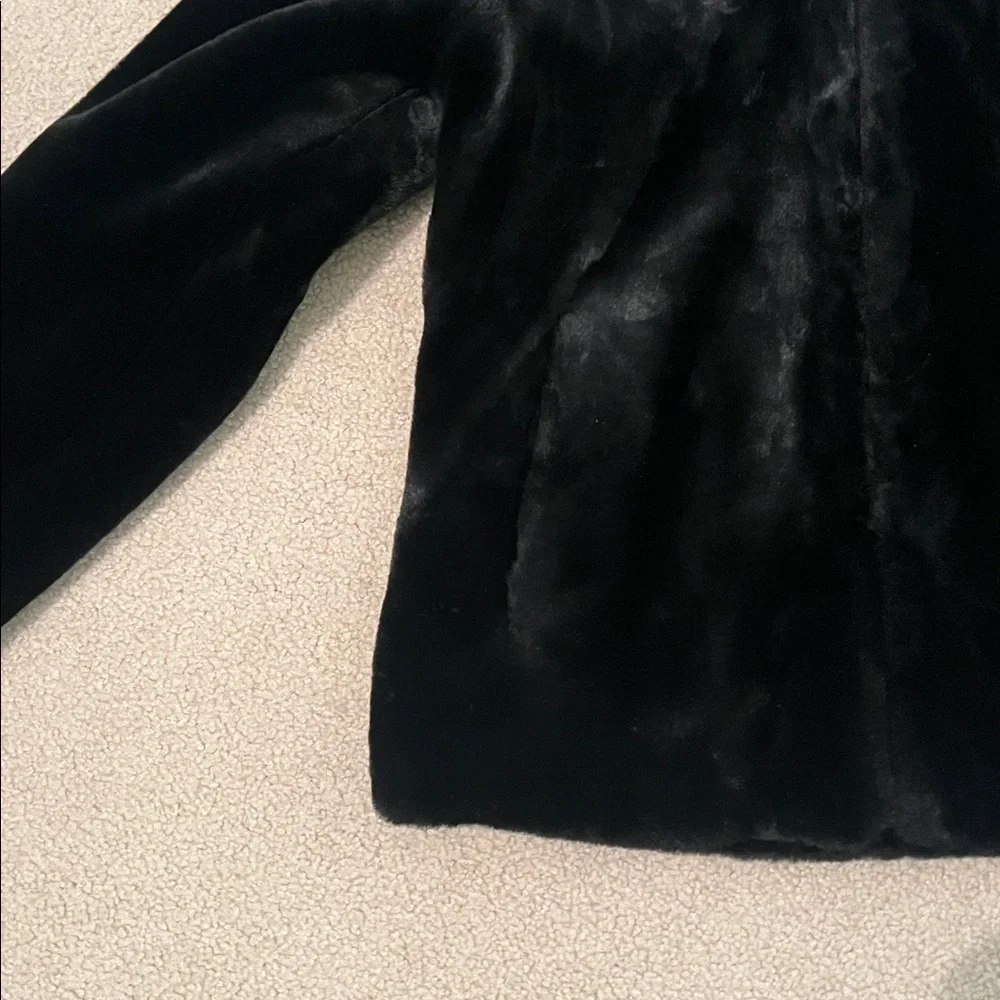 Calvin Klein Faux Fur Reversible Coat with Fox Trimmed Hood